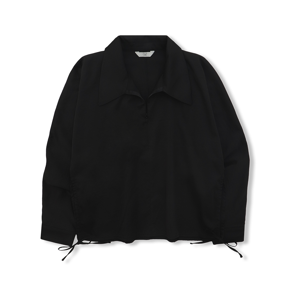 *미진행*[OAT] Hole Strap Half-Zipper Shirts - Black